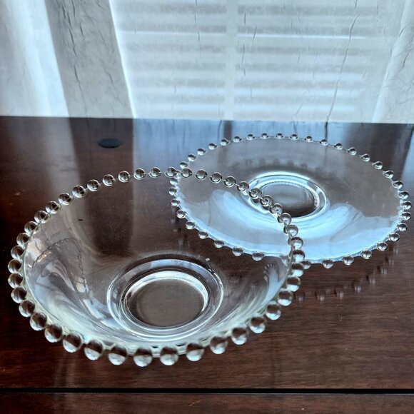 Imperial Glass Candlewick 8oz Bowl & Underplate mayonaise dip condiment serving - Picture 2 of 7